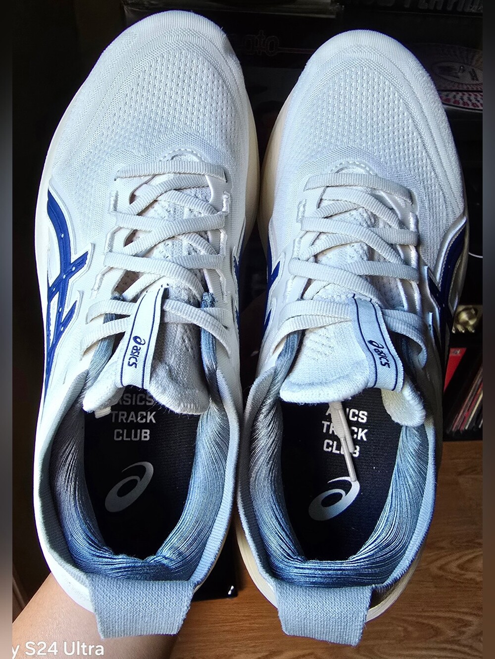 Sz 9 Women's ASICS GEL NIMBUS 27 ATC 'Birch/Indigo Blue' Running - Picture 6 of 8